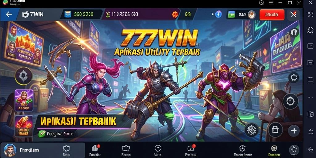 Tampilan antarmuka aplikasi 777WIN dengan fitur utility lengkap.