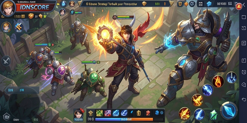 Screenshot gameplay IDNSCORE menampilkan pertempuran strategis yang seru.