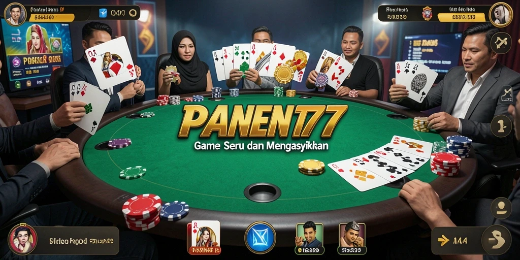 Screenshot gameplay PANEN77 yang menampilkan suasana meja Poker.
