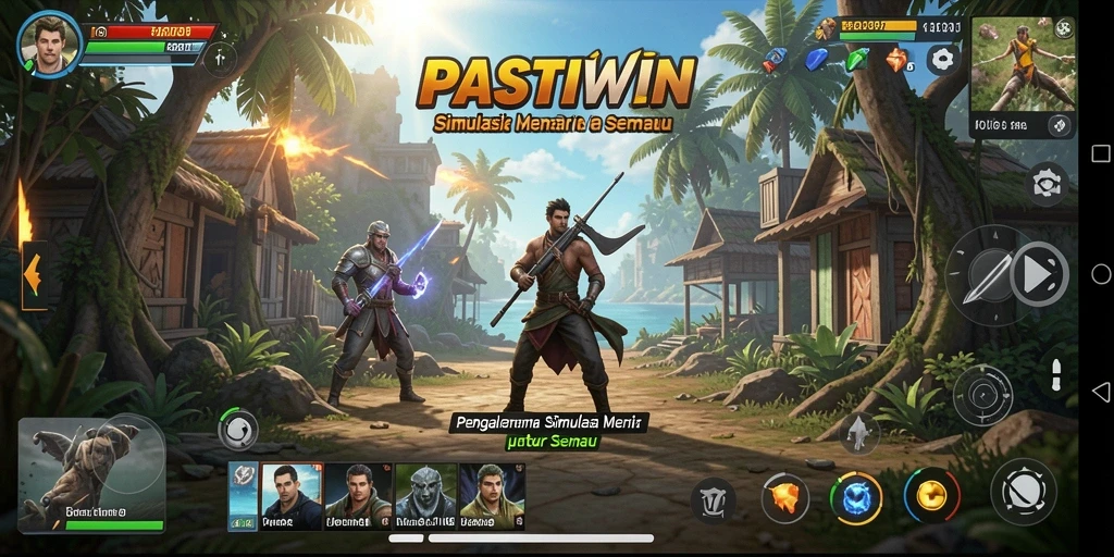 Tampilan gameplay menarik dari PASTIWIN dengan simulasi kehidupan yang mendetail.