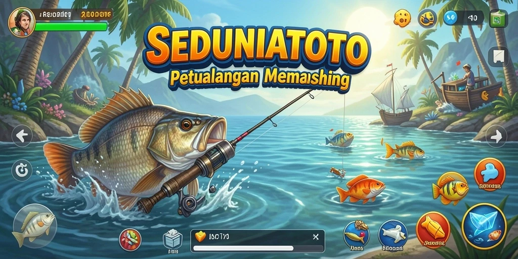 Tampilan gameplay SEDUNIATOTO yang menakjubkan saat memancing.