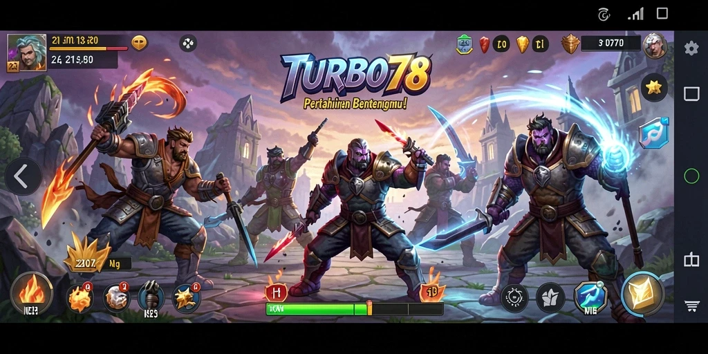 Tampilan gameplay TURBO78 yang mendebarkan dalam pertarungan Tower Defense.